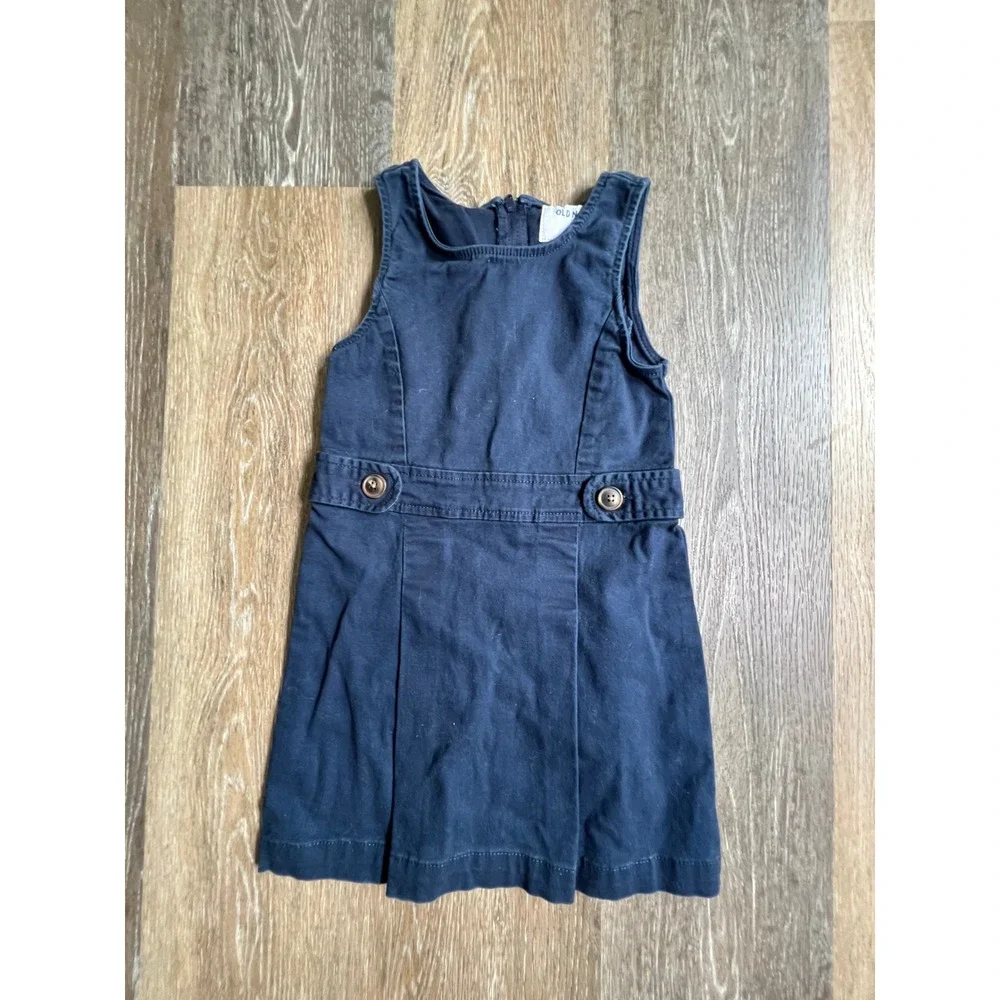 Old Navy Jumper Dress Kids Size 5 Navy Blue Pleated School Uniform Sleeveless